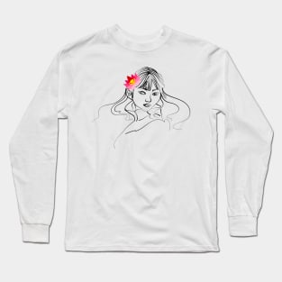 Girl and lotos Long Sleeve T-Shirt